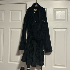 PINK Victoria's Secret Black Plush Robe Jacket with Shawl Collar